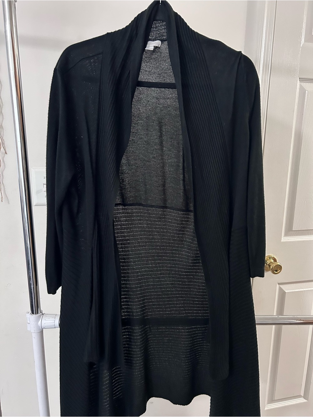 New York & Company Black Long Open-Front Women's Cardigan